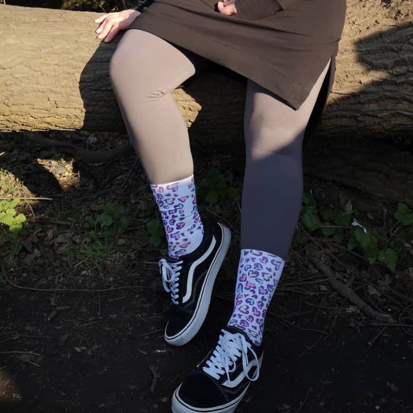 Leopard Print Heart Socks