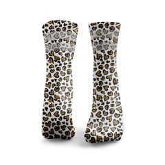Leopard Print Hearts Glitter Socks